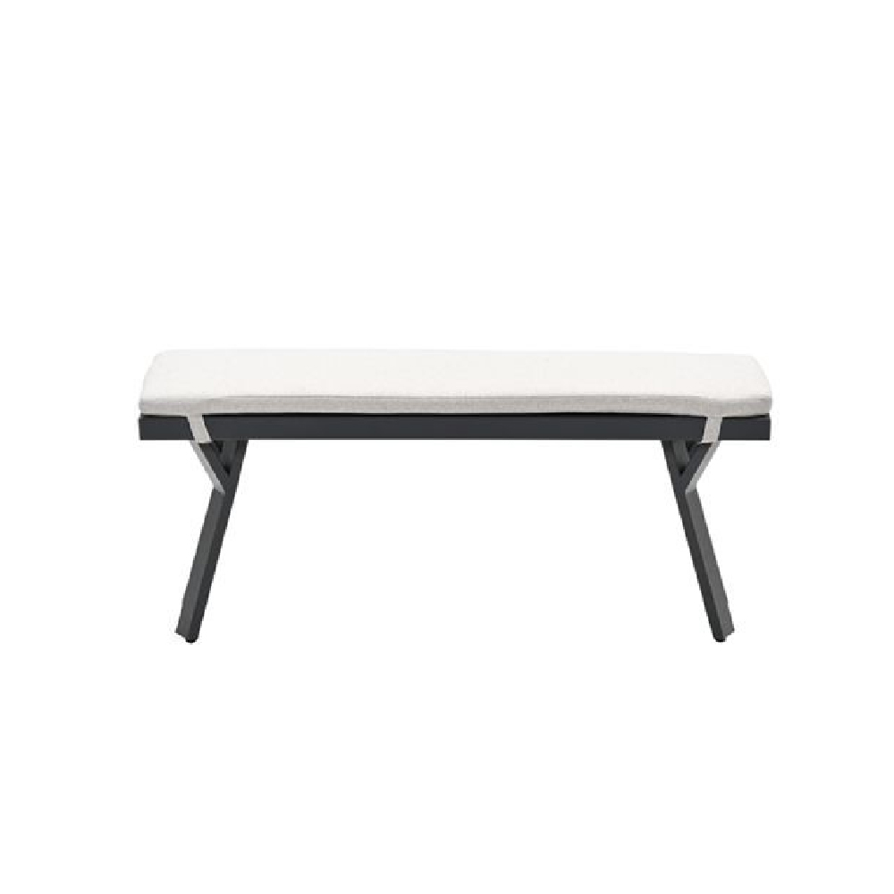 Sedalia Aluminium Garden Seating Bench With Cushion In Dark Grey