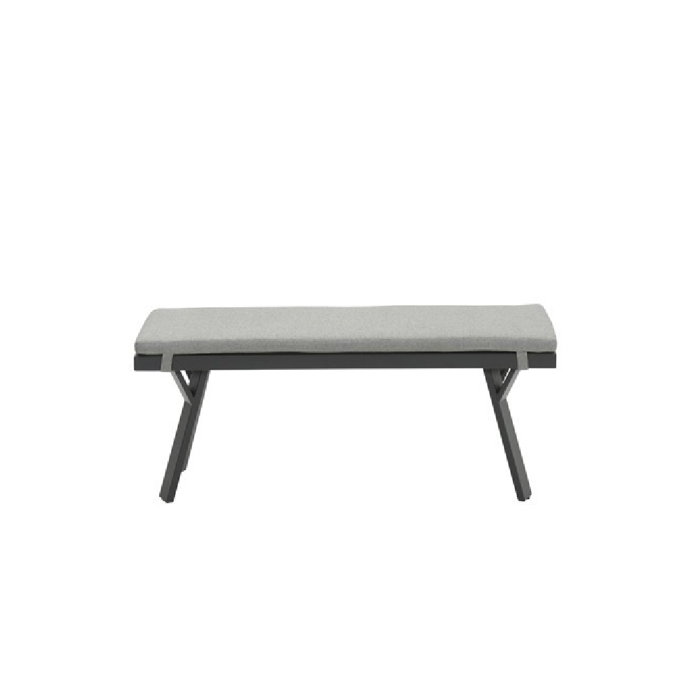 Sedalia Aluminium Garden Seating Bench With Cushion In Light Grey