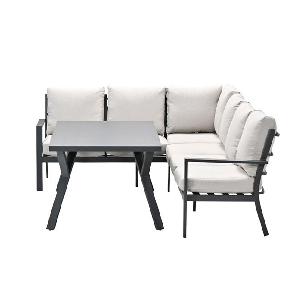 Sedalia Aluminium Left Hand Garden Corner Lounge Set In Sand