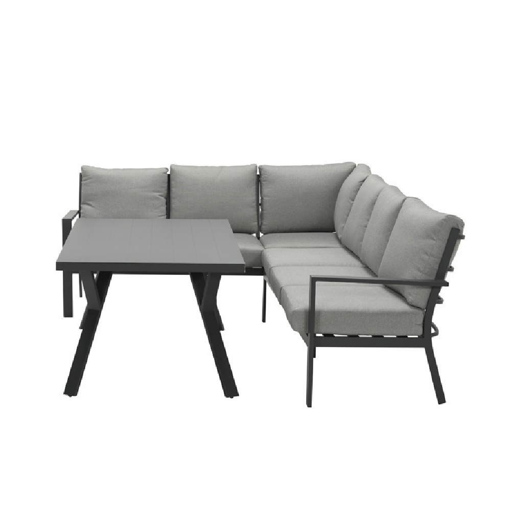 Sedalia Aluminium Left Hand Garden Corner Lounge Set In Dark Grey