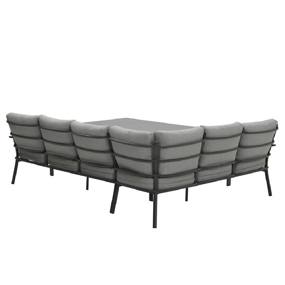 Sedalia Aluminium Left Hand Garden Corner Lounge Set In Dark Grey