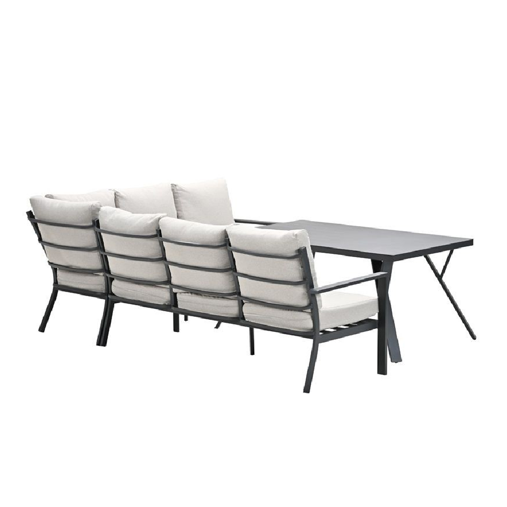 Sedalia Aluminium Right Hand Garden Corner Lounge Set In Sand