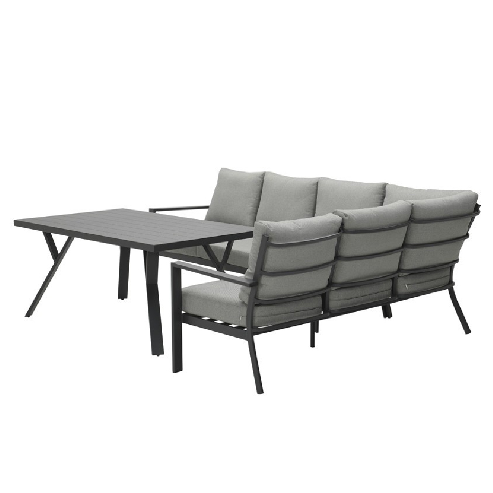 Sedalia Aluminium Right Hand Garden Corner Lounge Set In Dark Grey