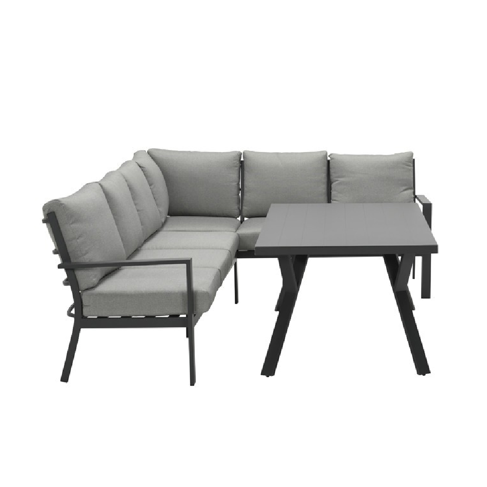 Sedalia Aluminium Right Hand Garden Corner Lounge Set In Dark Grey