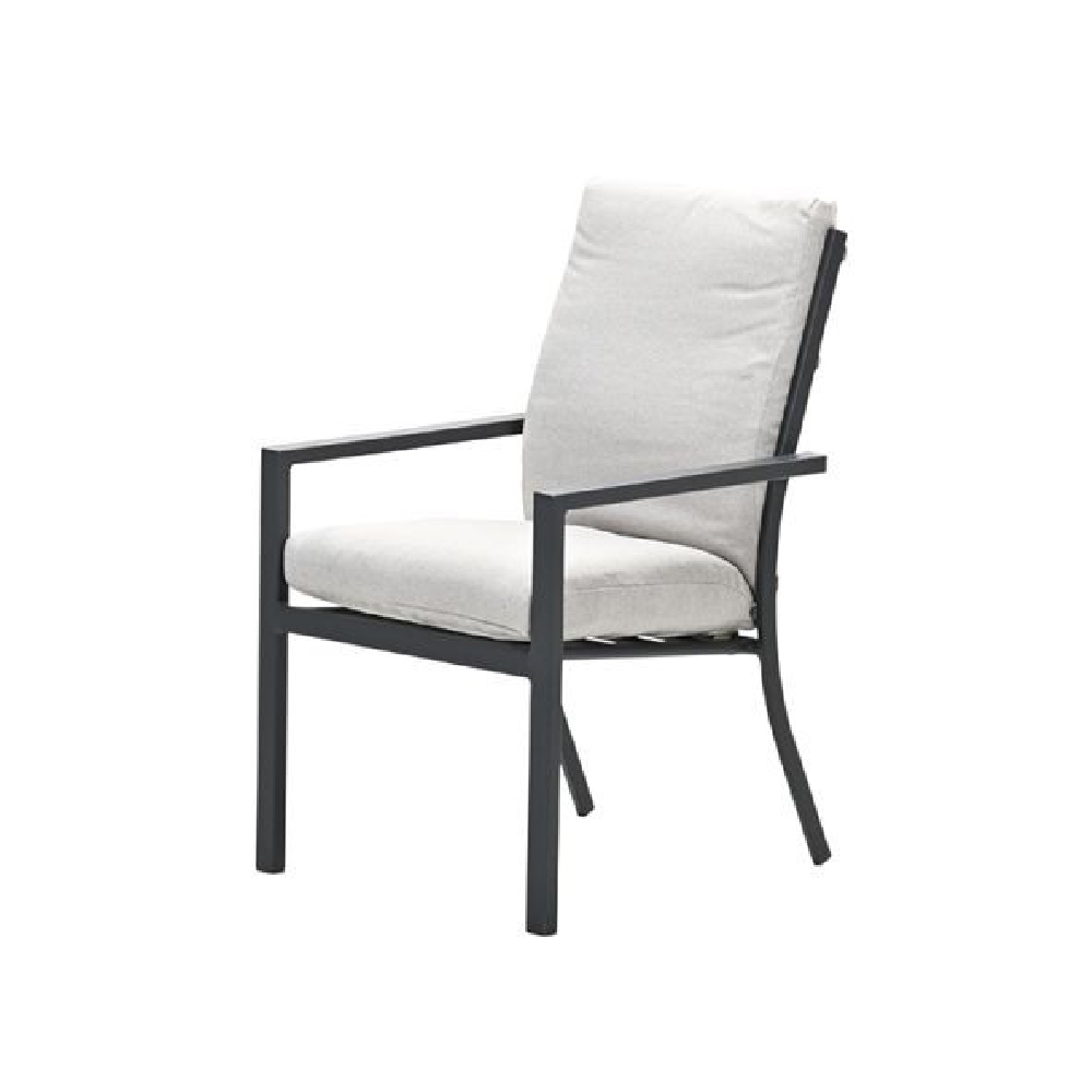 Sedalia Dark Grey Aluminium Dining Chairs With Cushion In Pair