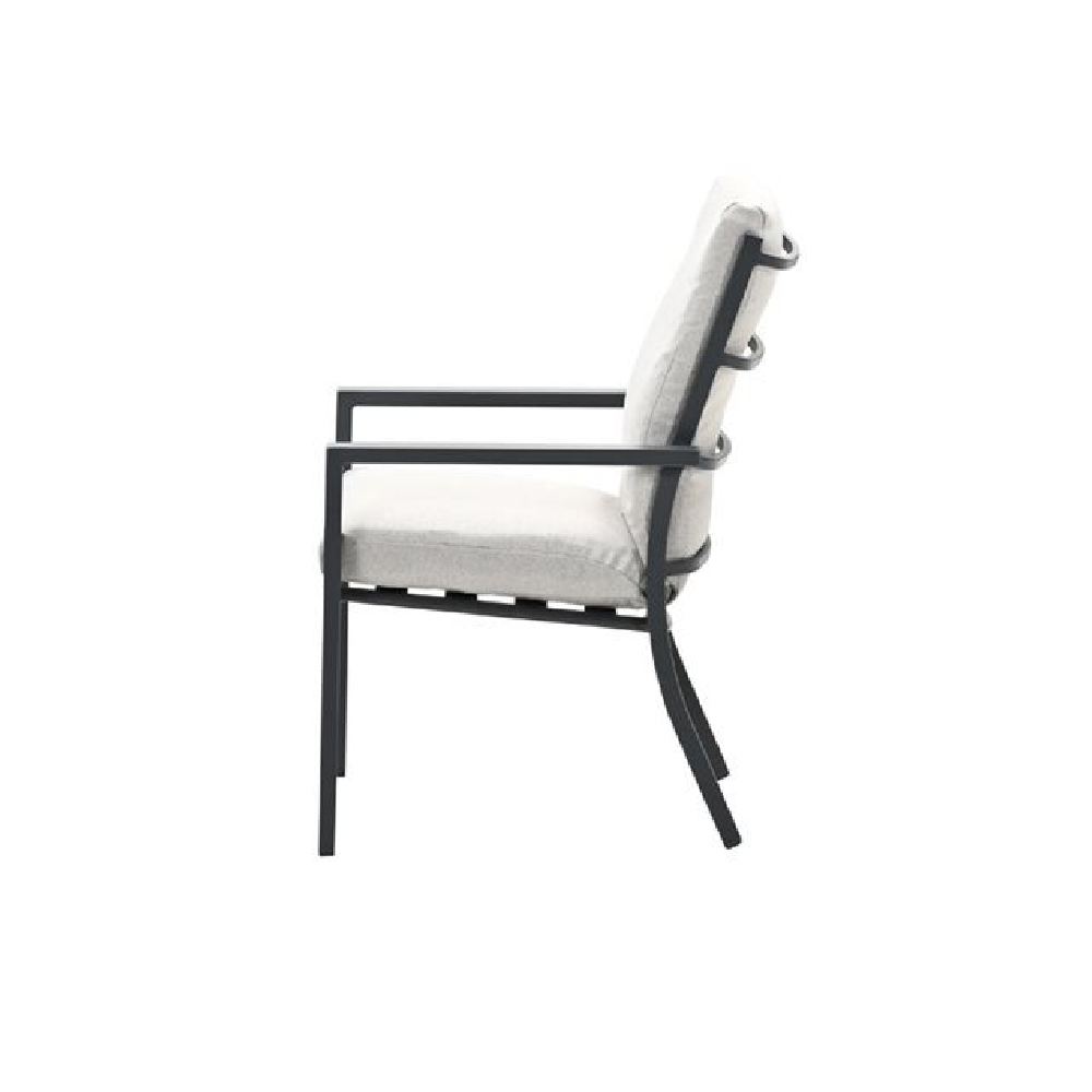 Sedalia Dark Grey Aluminium Dining Chairs With Cushion In Pair