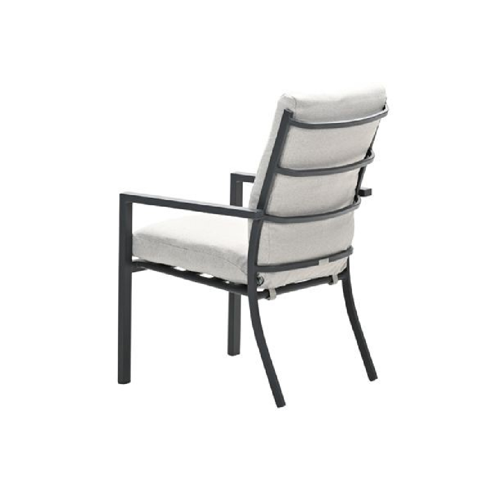 Sedalia Dark Grey Aluminium Dining Chairs With Cushion In Pair