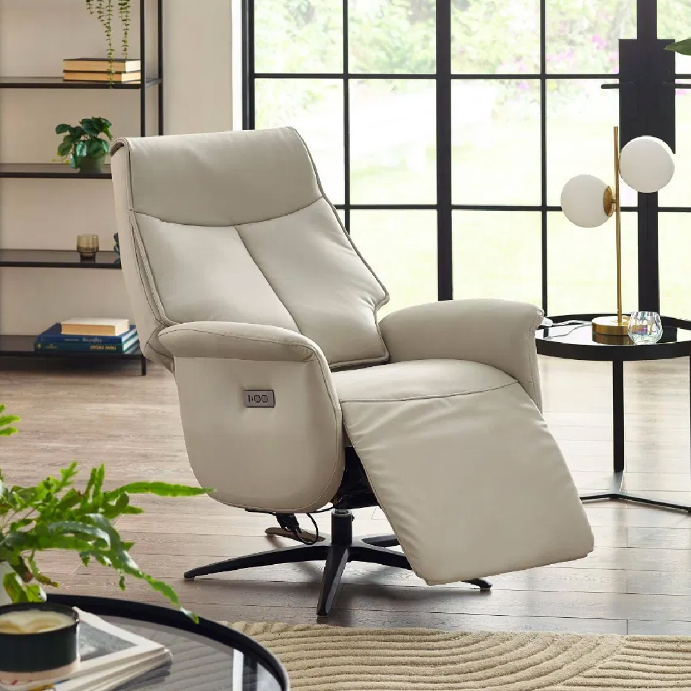 Sedalia Leather Electric Recliner Chair In Grey