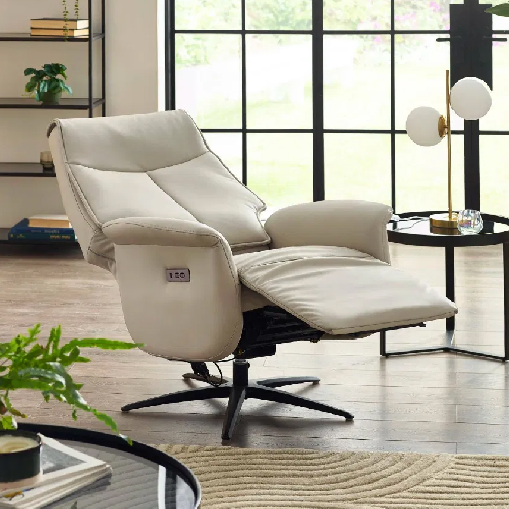 Sedalia Leather Electric Recliner Chair In Grey