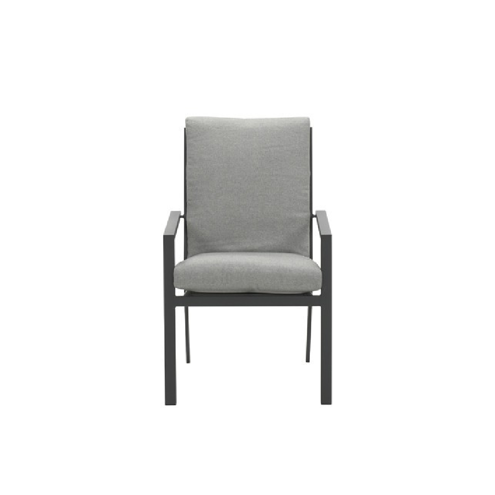 Sedalia Light Grey Aluminium Dining Chairs With Cushion In Pair