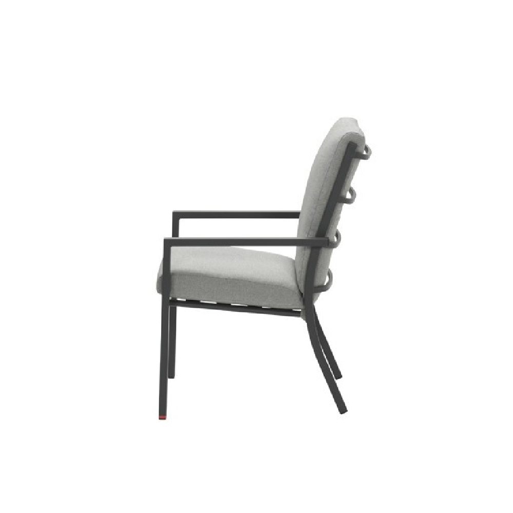 Sedalia Light Grey Aluminium Dining Chairs With Cushion In Pair