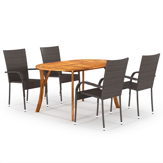 Product photograph of Sedalia Wooden Rattan 5 Piece Garden Dining Set In Brown from Furniture in Fashion