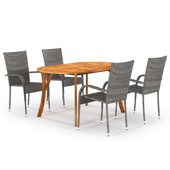 Product photograph of Sedalia Wooden Rattan 5 Piece Garden Dining Set In Grey from Furniture in Fashion