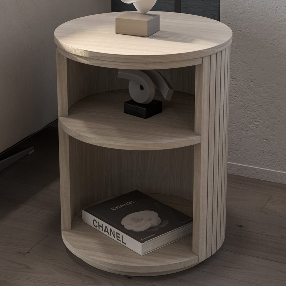 Sedalia Wooden Round Side Table In Whitewash