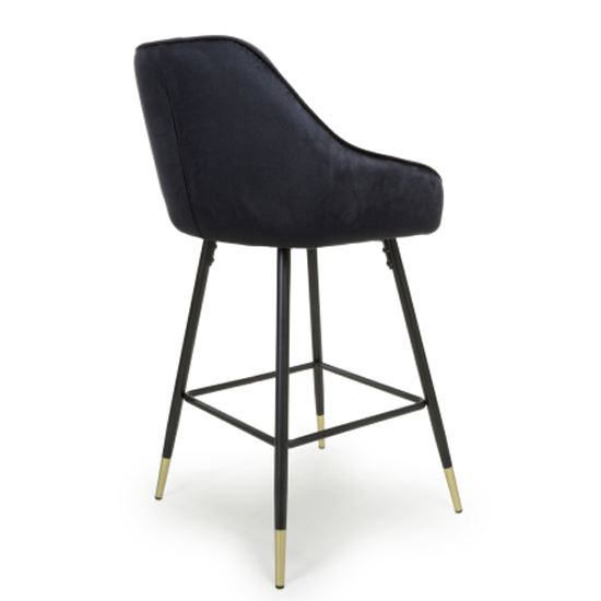 Sedona Black Velvet Bar Stools With Metal Legs In Pair