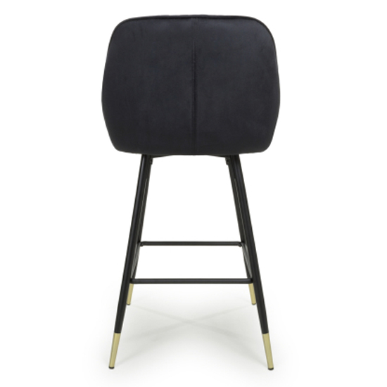 Sedona Black Velvet Bar Stools With Metal Legs In Pair