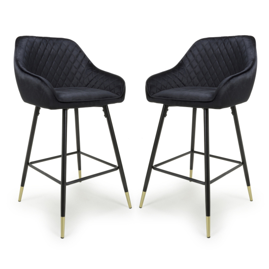 Product photograph of Sedona Black Brushed Velvet Bar Stools In Pair from Furniture in Fashion