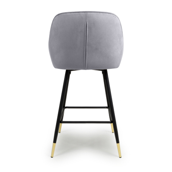 Sedona Grey Velvet Bar Stools With Metal Legs In Pair