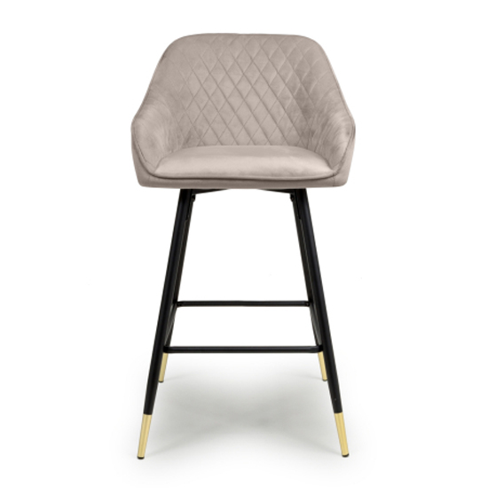 Sedona Mink Velvet Bar Stools With Metal Legs In Pair