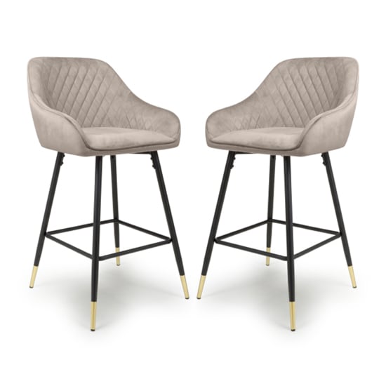 Sedona Mink Brushed Velvet Bar Chairs In Pair