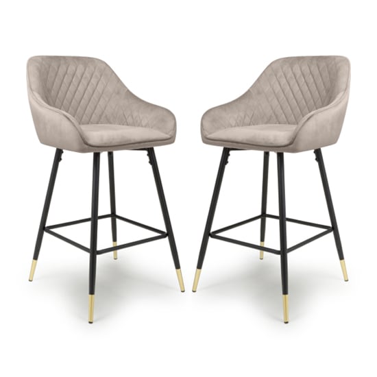 Read more about Sedona mink velvet bar stools with metal legs in pair