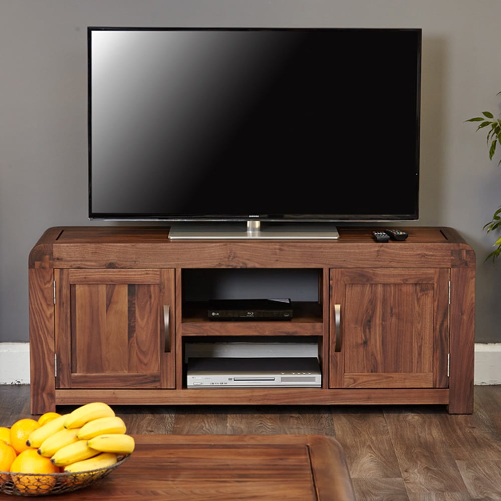 Seekonk Wooden TV Stand With 2 Doors In Walnut