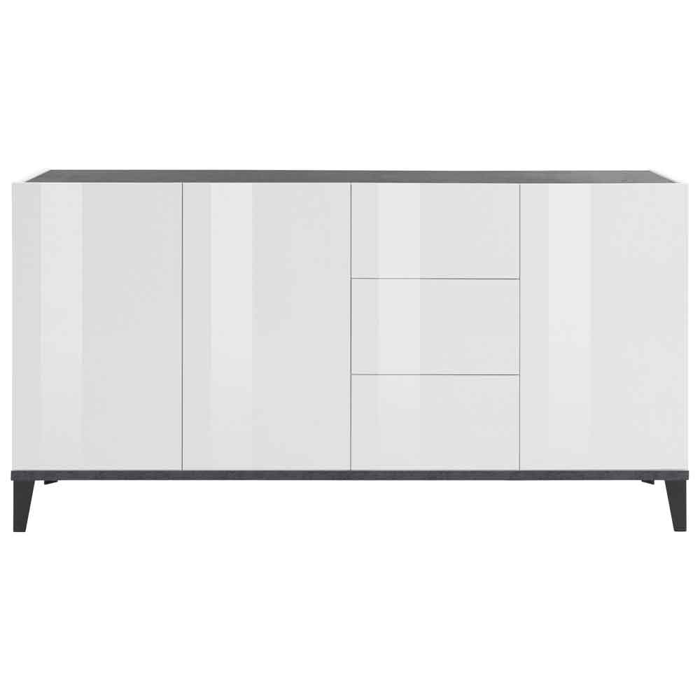 Seffner High Gloss Sideboard With 3 Doors 3 Drawers In White And Slate