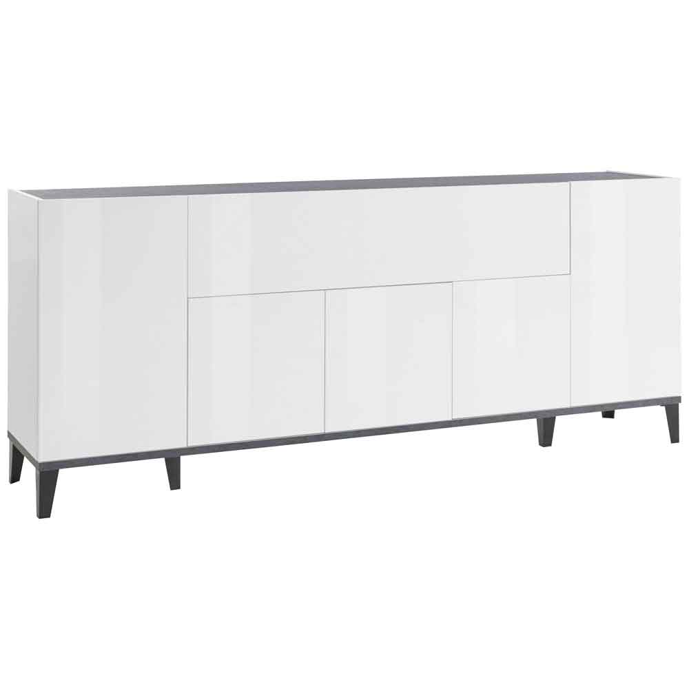 Seffner High Gloss Storage Cabinet With 6 Doors In White And Slate