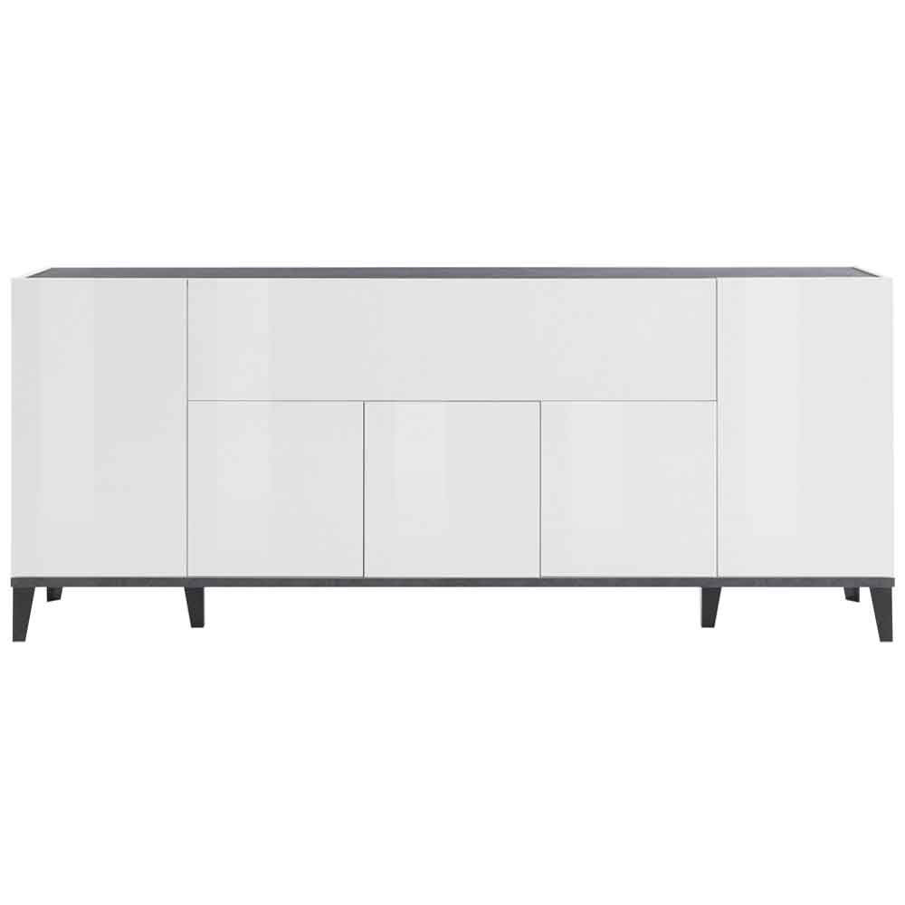 Seffner High Gloss Storage Cabinet With 6 Doors In White And Slate