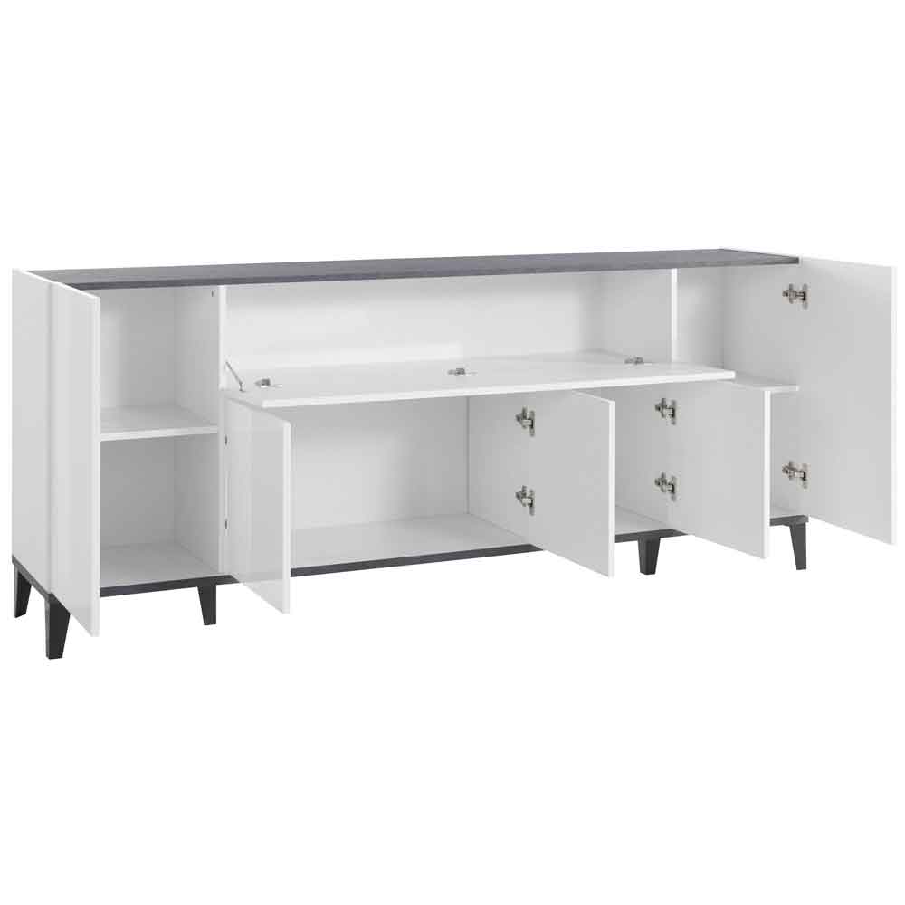 Seffner High Gloss Storage Cabinet With 6 Doors In White And Slate