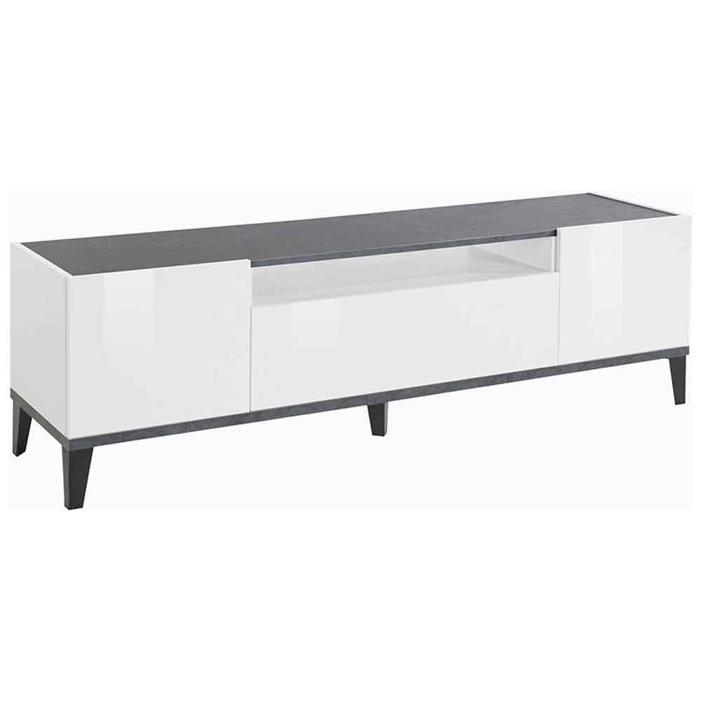 Seffner High Gloss TV Stand With 1 Door 2 Drawers In White And Slate