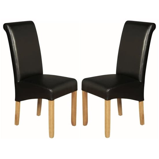 Read more about Seguin black faux leather dining chairs in pair