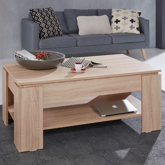 Seguin Wooden Coffee Table In Light Oak With Lift Up Top Furniture in