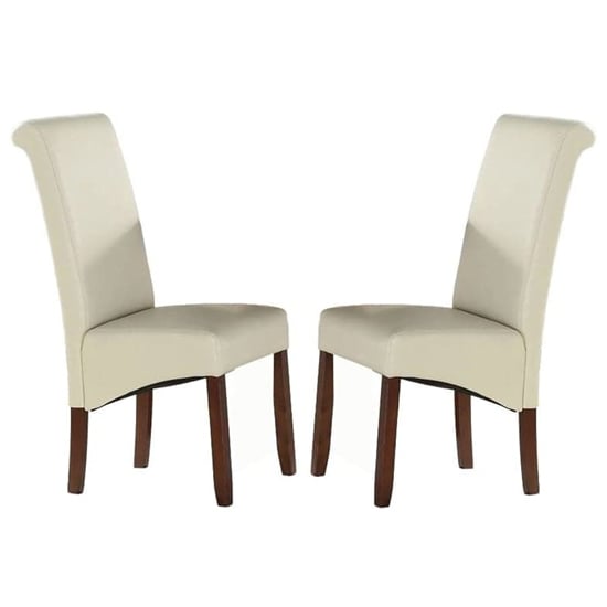 Read more about Seguin cream faux leather dining chairs in pair