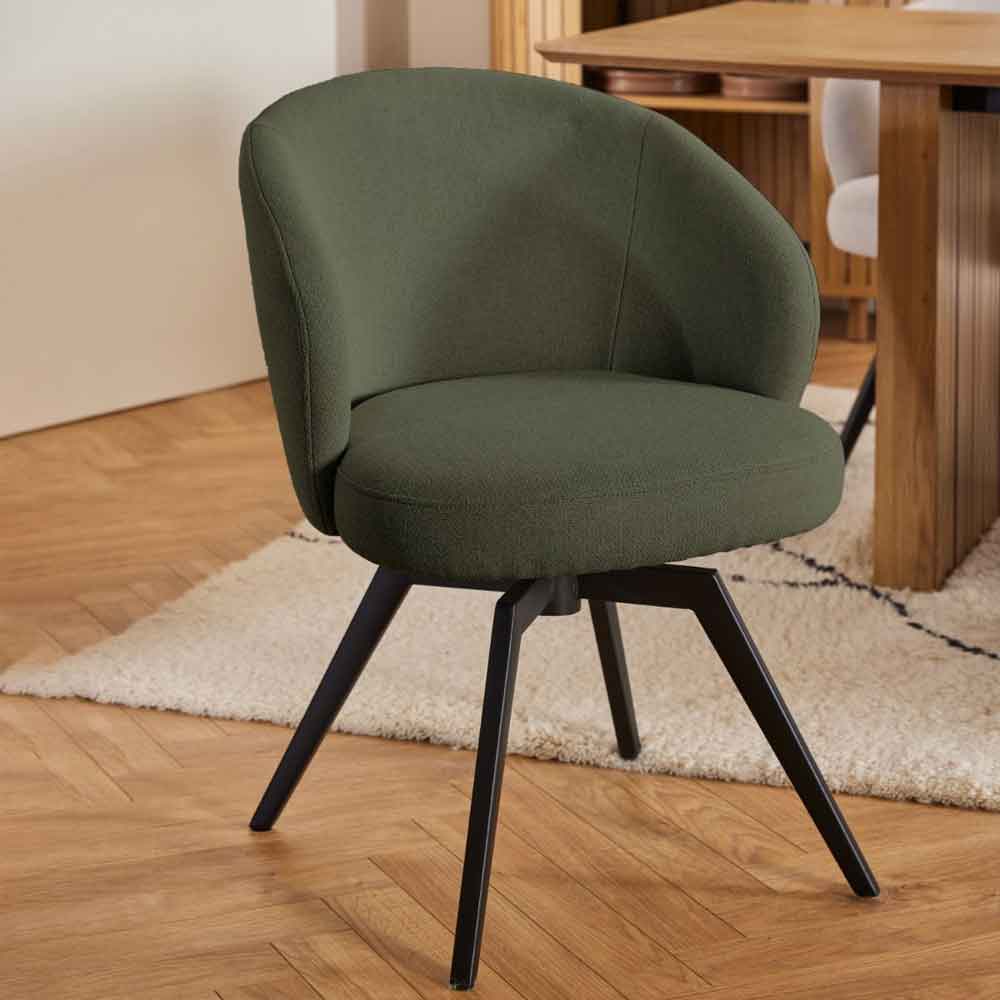 Seguin Oak Wooden Dining Table With 4 Dallas Green Chairs In Black