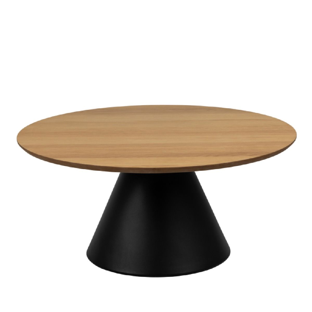 Seguin Wooden Coffee Table Large Round In Oak And Black