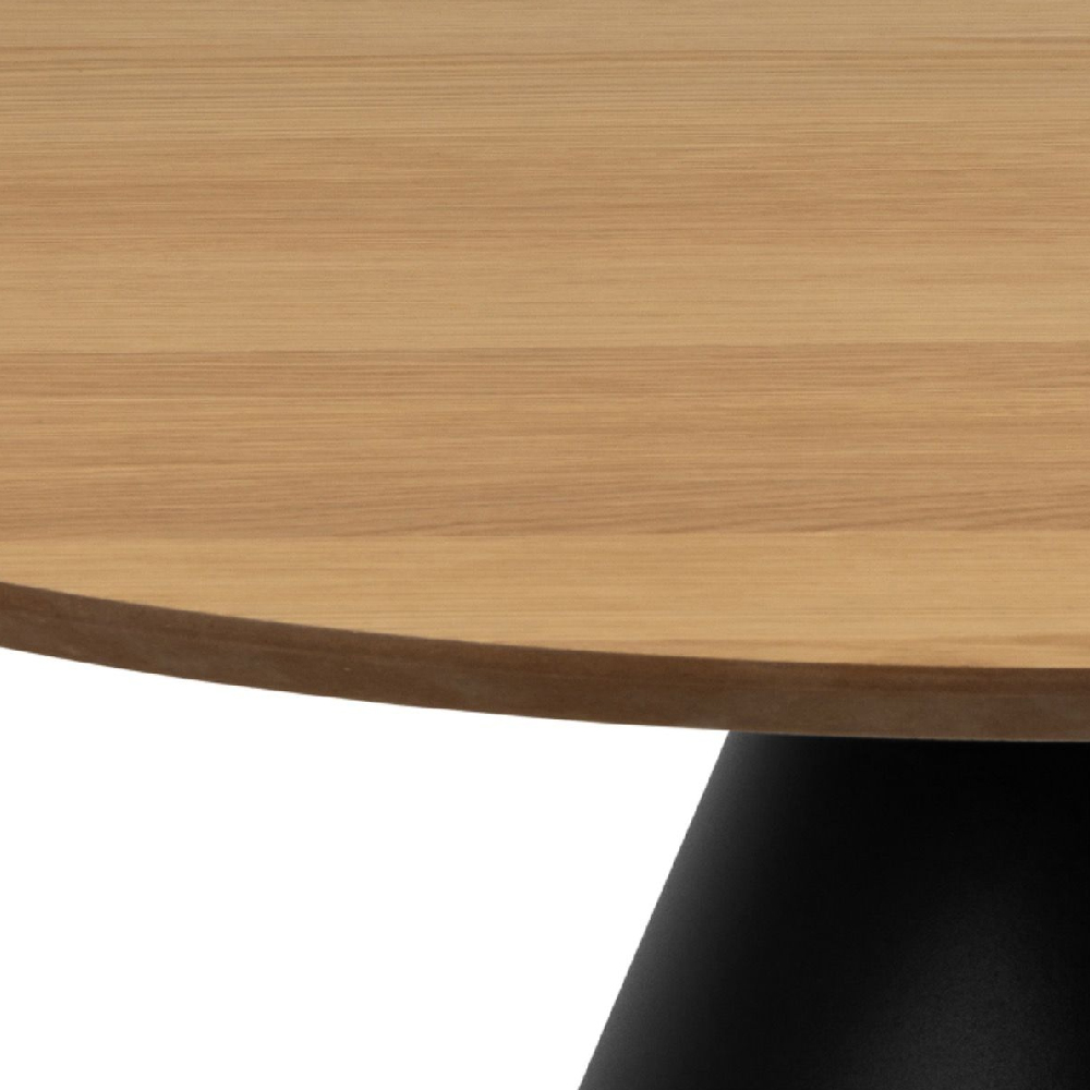 Seguin Wooden Coffee Table Large Round In Oak And Black