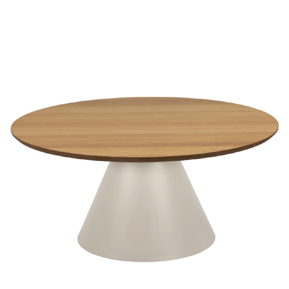 Seguin Wooden Coffee Table Large Round In Oak And Grey