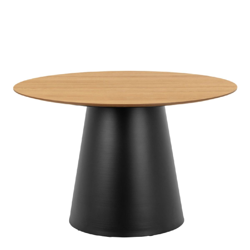 Seguin Wooden Dining Table Round In Oak And Black