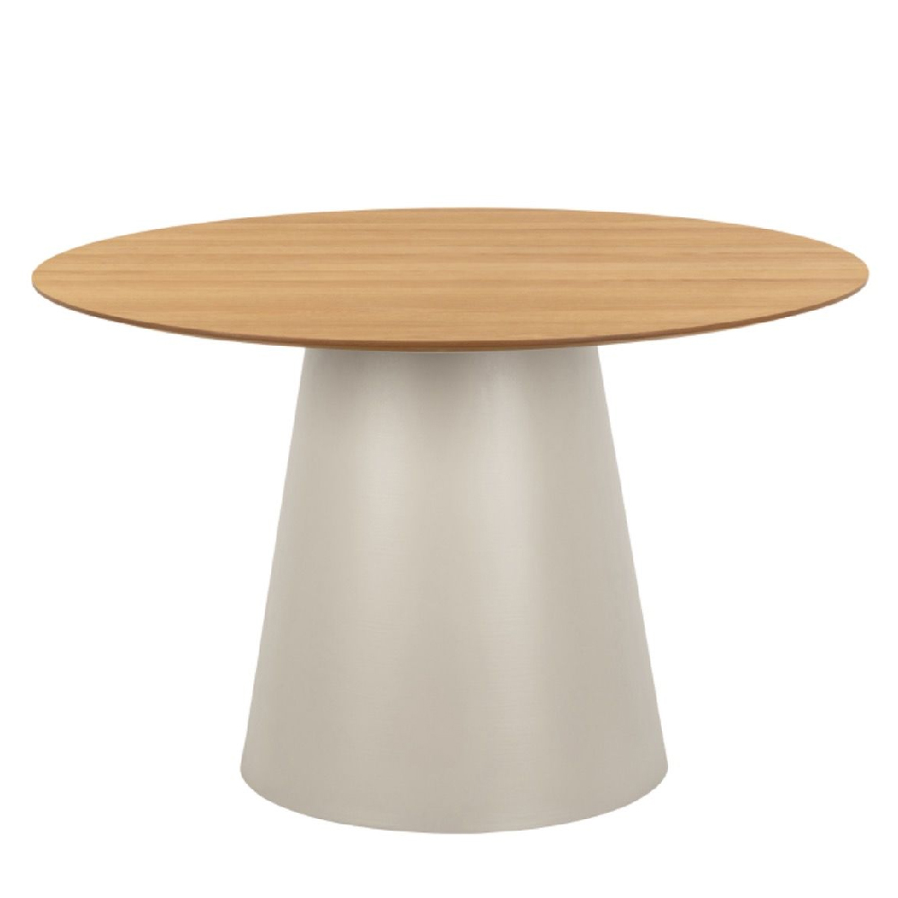 Seguin Wooden Dining Table Round In Oak And Grey