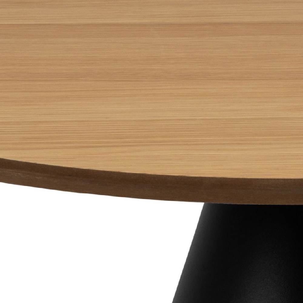 Seguin Wooden Medium Coffee Table Round In Oak And Black
