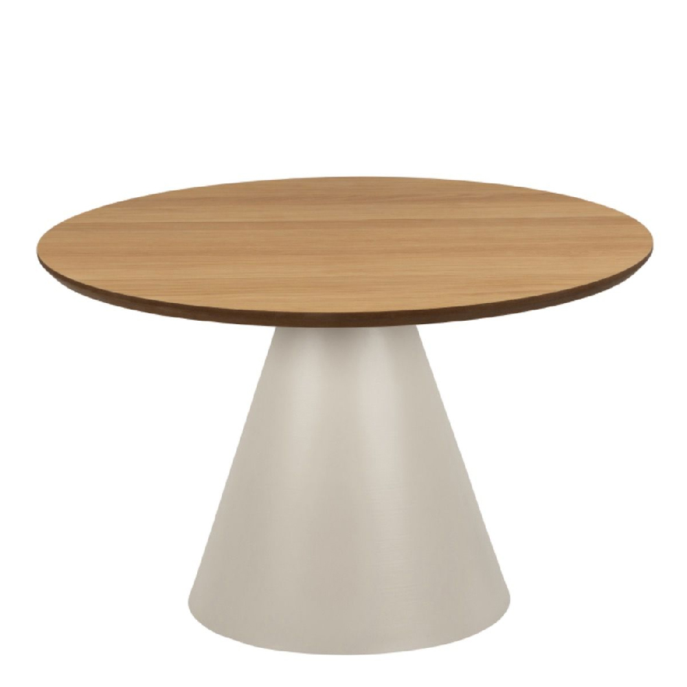 Seguin Wooden Medium Coffee Table Round In Oak And Grey