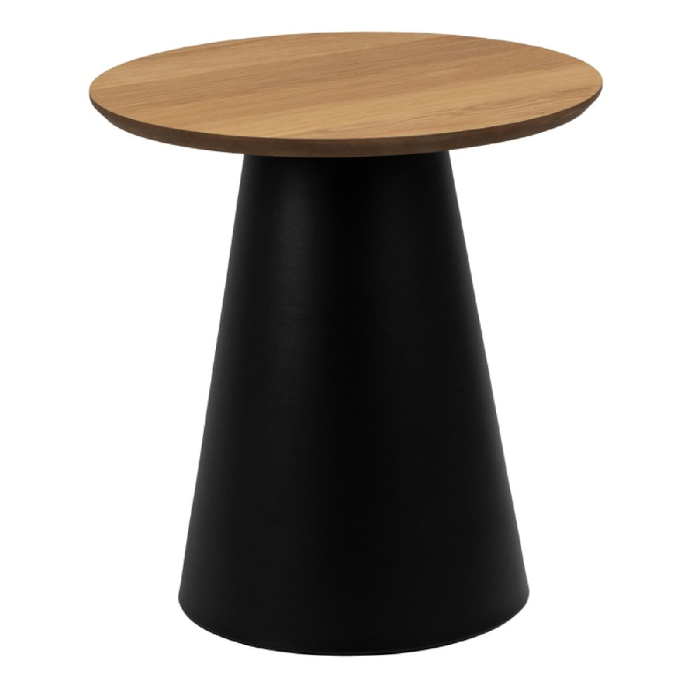 Seguin Wooden Small Round Coffee Table in Oak And Black