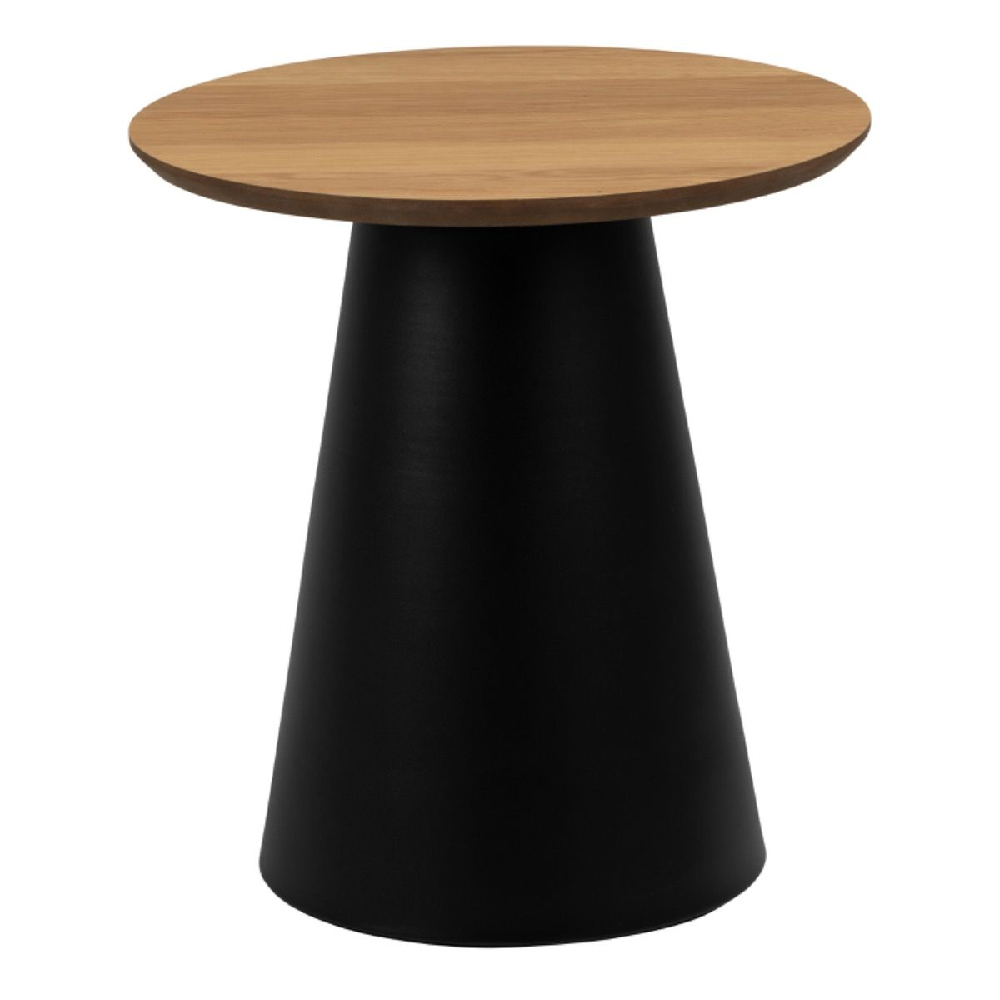 Seguin Wooden Small Round Coffee Table in Oak And Black