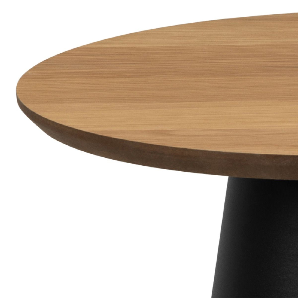 Seguin Wooden Small Round Coffee Table in Oak And Black