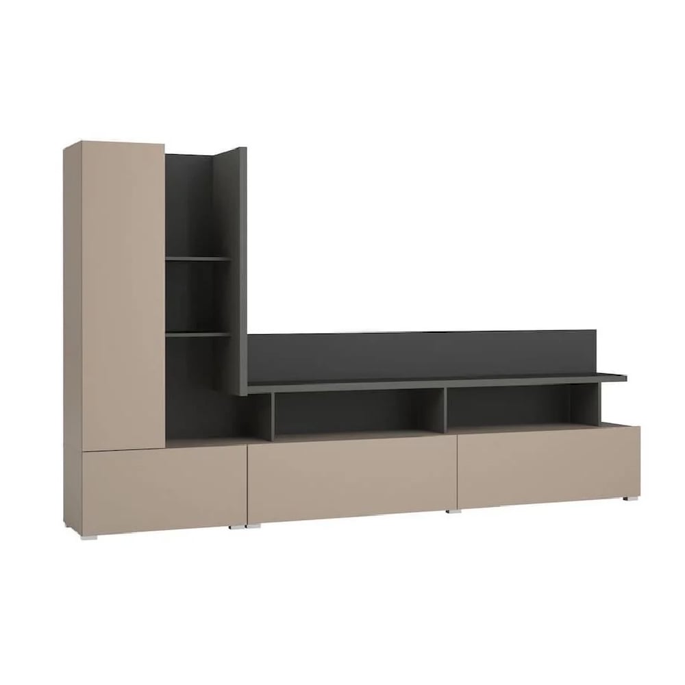 Seguin Wooden TV Stand With 2 Doors 2 Drawers In Congo Anthracite
