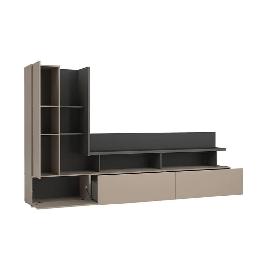 Seguin Wooden TV Stand With 2 Doors 2 Drawers In Congo Anthracite