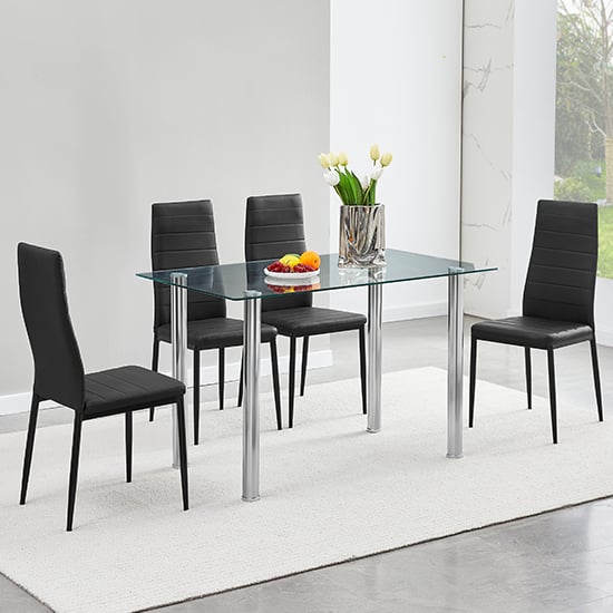 Silo Clear Glass Dining Table With Chrome Metal Legs_2
