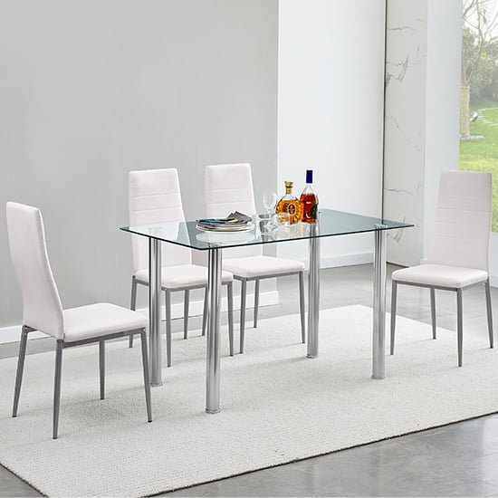 Silo Clear Glass Dining Table With Chrome Metal Legs_3