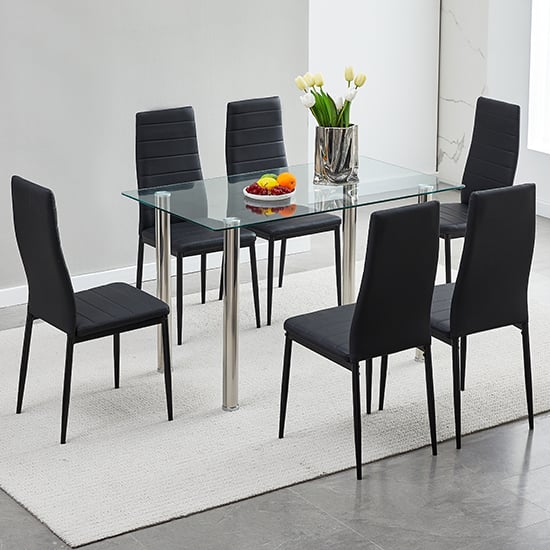 Silo Clear Glass Dining Table With Chrome Metal Legs_4